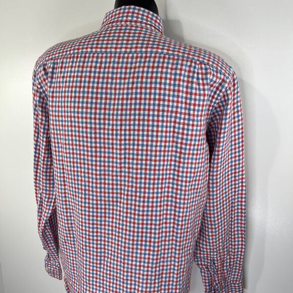 J. Crew Irish Linen Check Button Down Shirt Baird McNutt 43645 - Picture 4 of 6